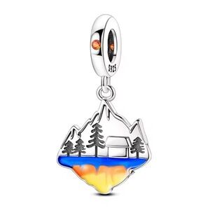 New S925 Lake Cabin Pandora Style Charm